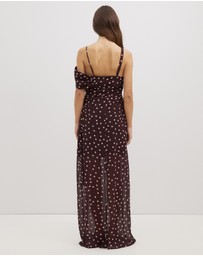 Dazie - The Moment Chiffon Polka Dot Maxi Dress