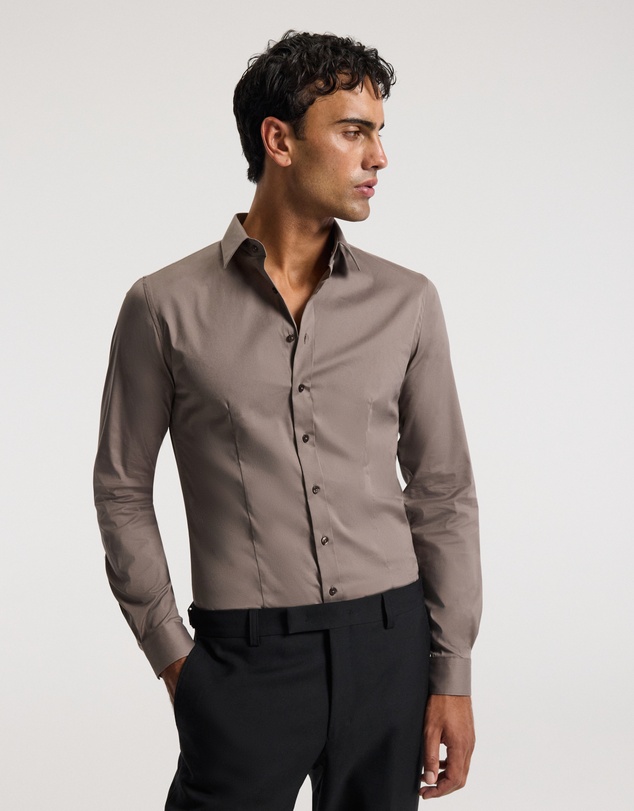 Calibre - Stretch Cotton Poplin Shirt Sepia