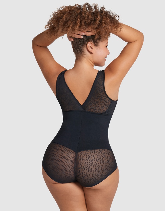 Leonisa - Sheer Stripe Detail Wirefree Sculpting Bodysuit