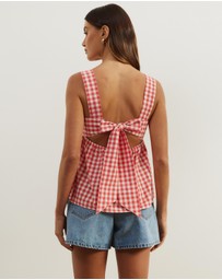 Atmos&Here - Billie Self Tie Gingham Top