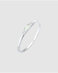 Elli Jewelry - Ring Vintage Zirconia 925 Sterling Silver Opal