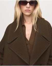 M.N.G - Oversized Wool Coat With Maxi Lapels