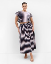 City Chic - Holiday Sarina Stripe Cotton Skirt