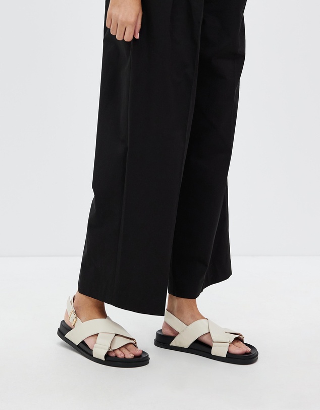 AERE - Crossover Leather Footbed Sandals