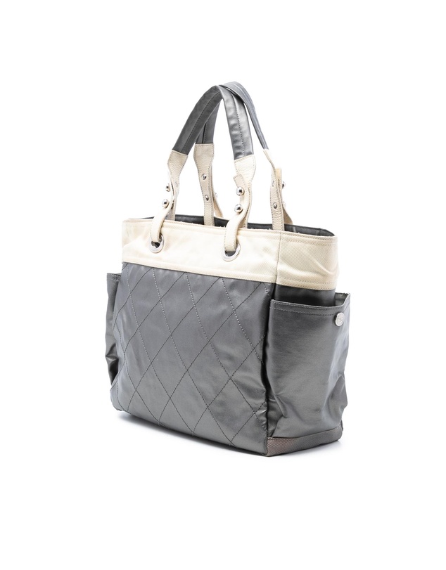 Pre-Loved by Azura Reborn - Pre-Loved Large Bicolor Quilted Coated Canvas Paris Biarritz Tote