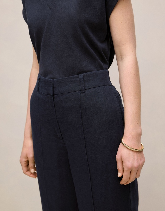 Trenery - Linen Pintucked Pant in Night Sky