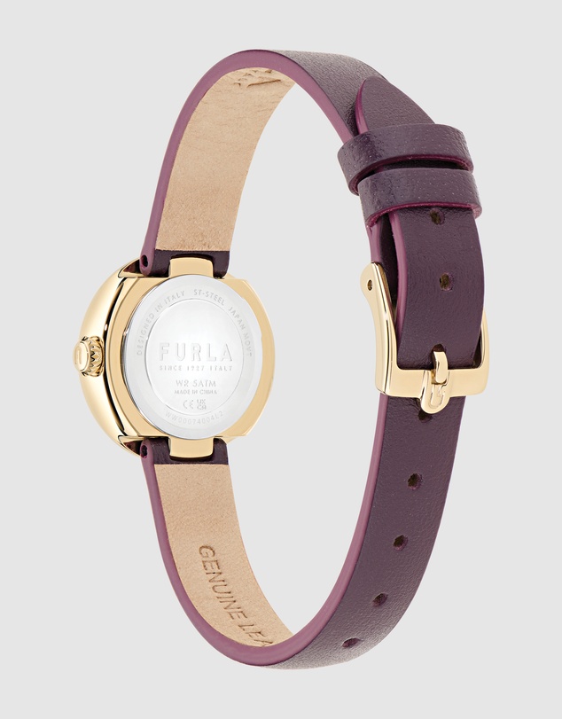 Furla - Furla Miasfera Iconic 24mm Purple Leather Strap Watch