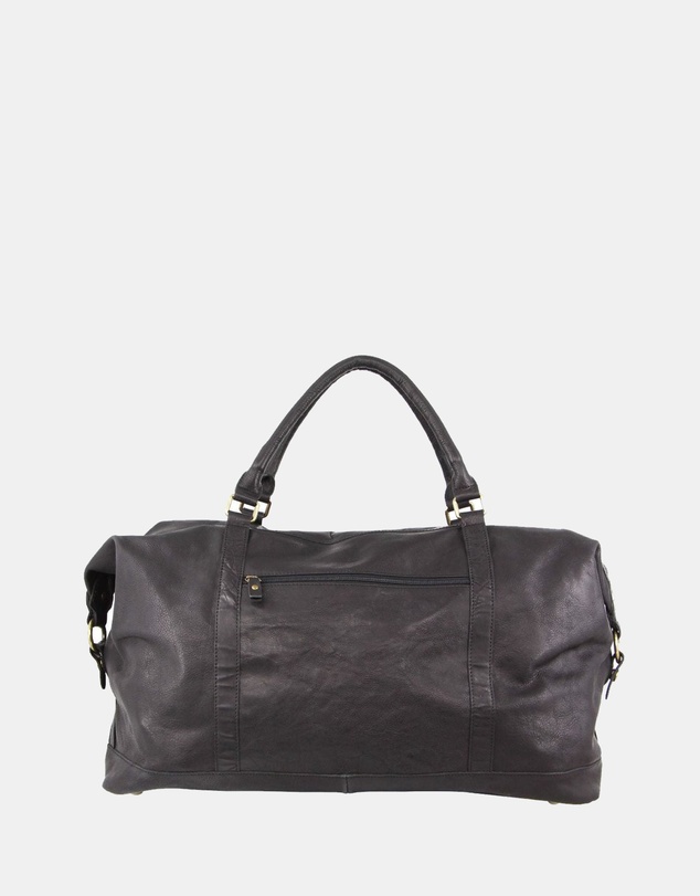 Pierre Cardin - Pierre Cardin Rustic Leather Business/Overnight Bag in Black