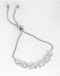 Lovisa - Silver Cubic Zirconia Navette Flower Toggle Tennis Bracelet