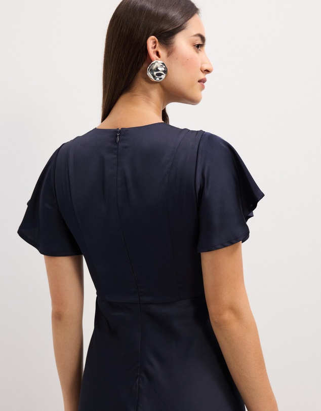 The Fated - Bella Fluted Sleeve Satin Midi Dress