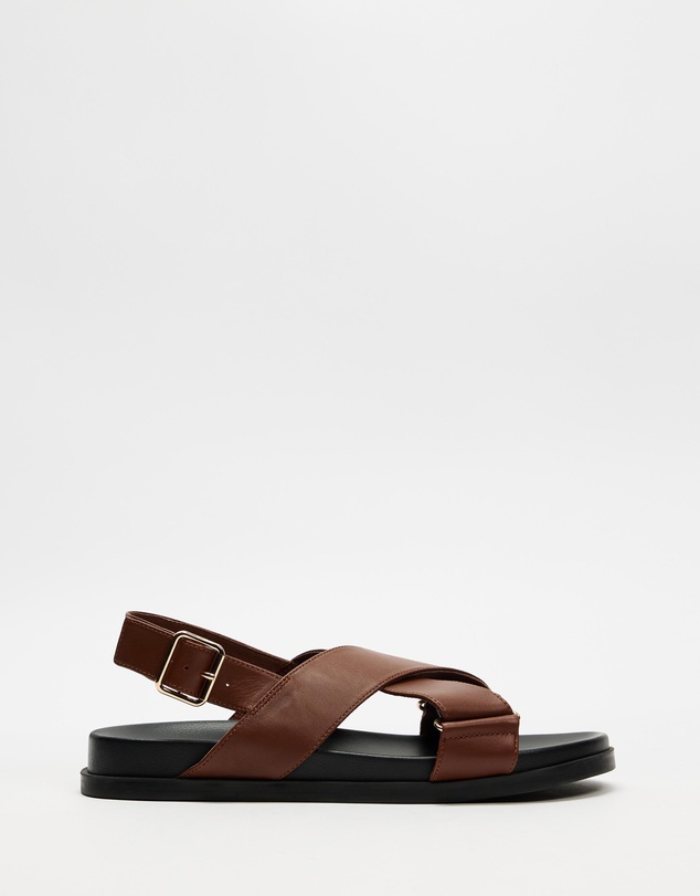 AERE - Crossover Leather Footbed Sandals