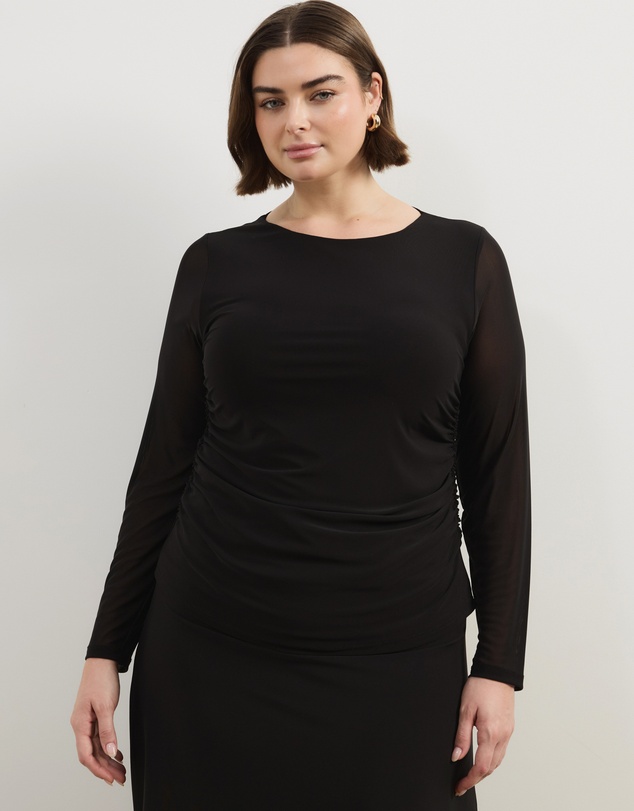 Atmos&Here Curvy - Cleo Mesh Long Sleeve Top