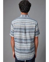 NEXT - Linen Blend Horizontal Stripe Short Sleeve Shirt