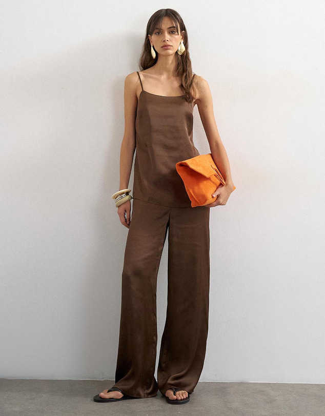 TOPSHOP - Bianca Satin Wide Leg Trousers