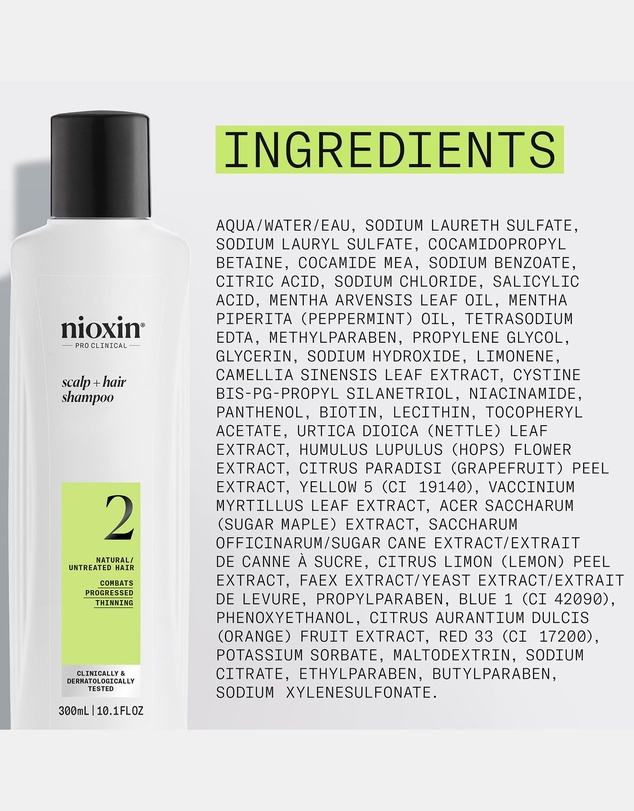 Nioxin - Nioxin System 2 Scalp + Hair Shampoo - Hair Thickening Shampoo For Natural Hair With Progressed Thinning, 300ml