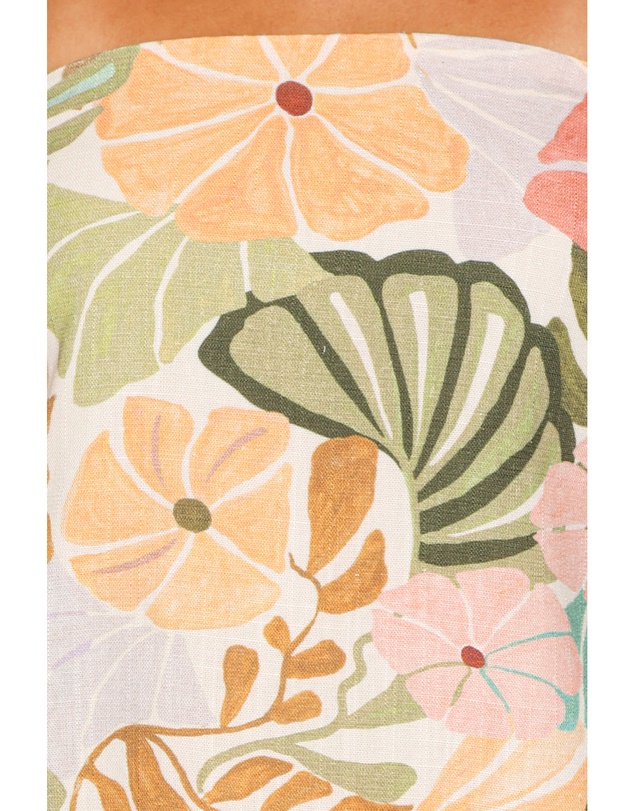 Petal & Pup - Rosemarie Strapless Top - Retro Orange Green Floral