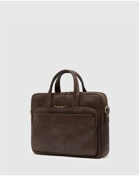 Republic of Florence - Pretoria Matt Choc Leather Laptop Briefcase