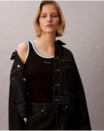 Calvin Klein Jeans - Contrast Trim Ribbed Logo Graphic Tank Top