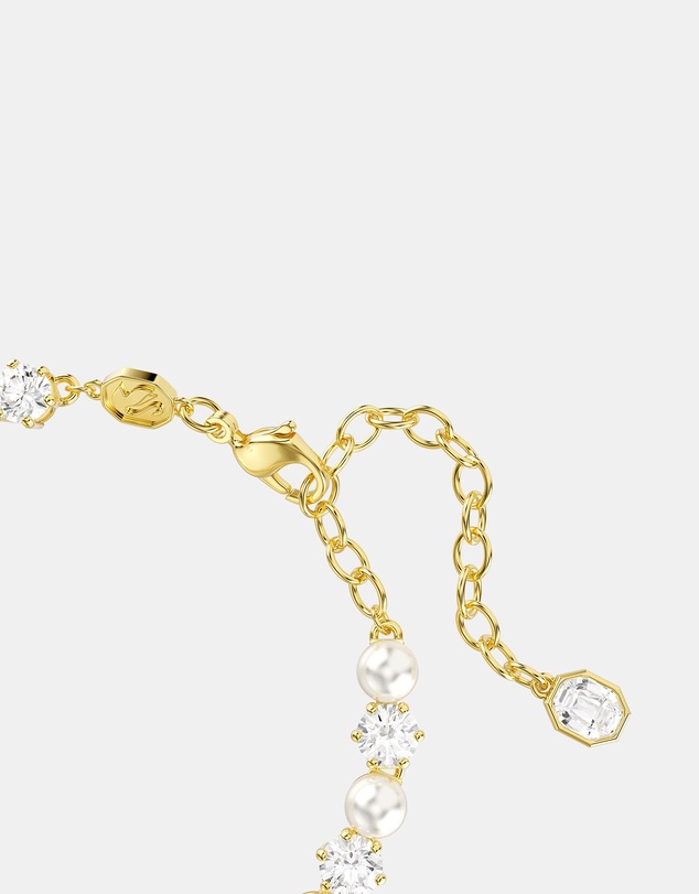 Swarovski - Matrix Tennis Bracelet, Crystal Pearl, Round Cut, White, Gold-tone Plated