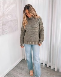 Esther & Co - Naizelle Knit - Latte Stripe