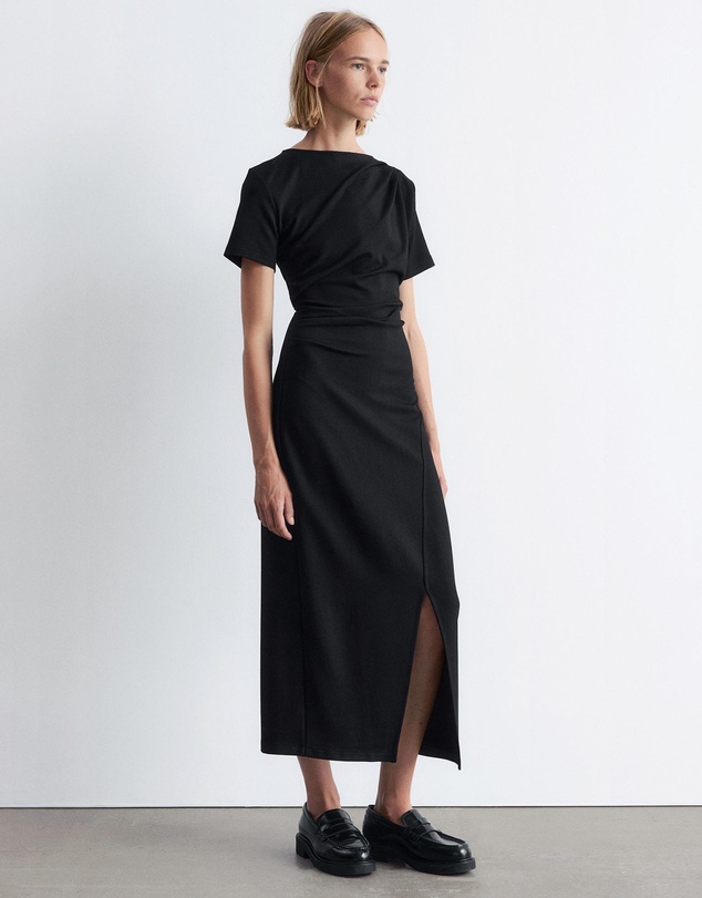 & Other Stories - Draped Short-Sleeve Midi Dress