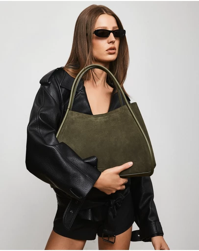 Nakedvice - The Nyla Khaki Suede Bag