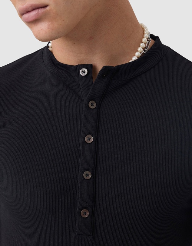 Zanerobe - Henley Rib Baby Tee Black