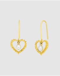 Karen Walker - Flaming Heart Pearl Drop Earrings