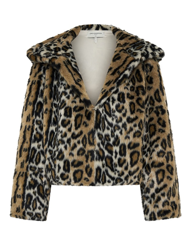 ONE TEASPOON - Faux Leopard Split Hood Jacket
