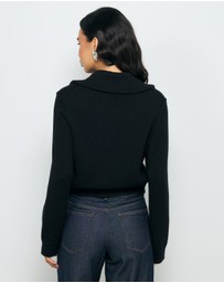 AERE - Lali Organic Cotton Zip Knit Cardigan