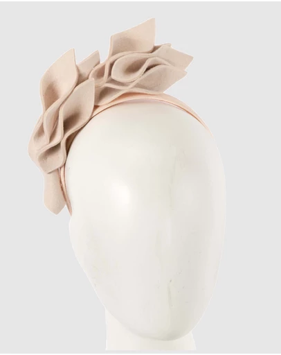 Max Alexander - Felt Beige Winter Racing Fascinator
