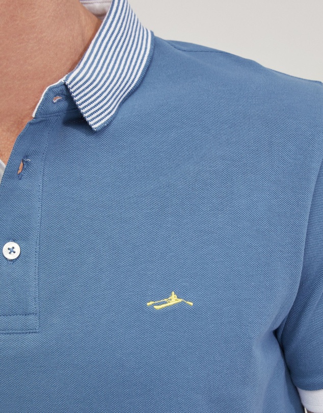 Oxford - Dylan Striped Collar Pique Polo