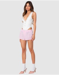 EDIKTED - Bloom Lace Trim Ribbed Bodysuit