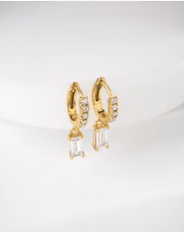 Wanderlust + Co - Baguette Gold Baby Huggie Earrings