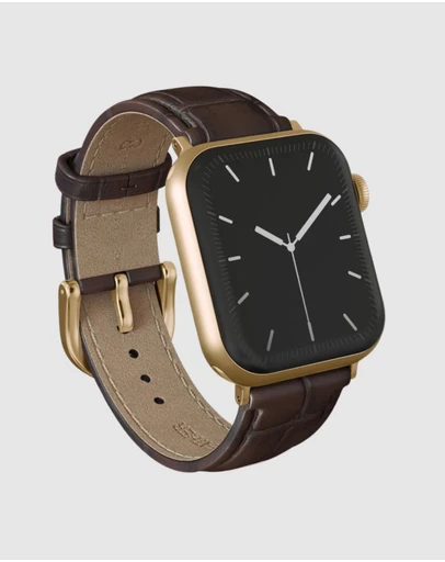 Burga - Burga Apple Watch 42/44/46/49 Leather Band - Gold Clasp Espresso