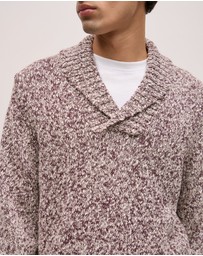 Trenery - Textured Shawl Collar Knit in Red Mahogany