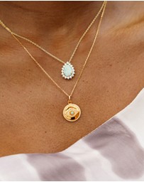 Georgini - Georgini Opal Glow Rozelle White Created Opal Gold Pendant