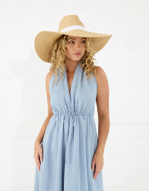 Morgan & Taylor - Camden Braided Raffia Wide-Brim Fedora in Natural Beige