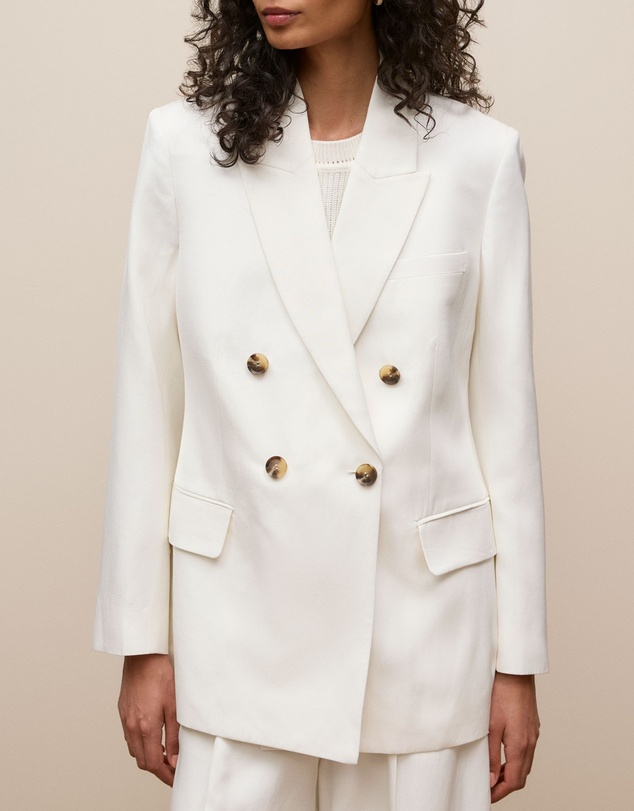 Trenery - Soft Double Breasted Blazer in White