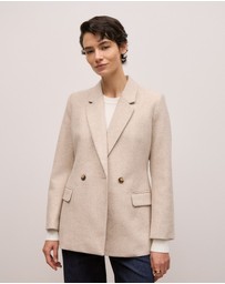 Trenery - Italian Wool Blend Flecked Blazer in Oat Marle