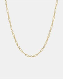 Ania Haie - Gold Bezel Station Paper Clip Chain Necklace