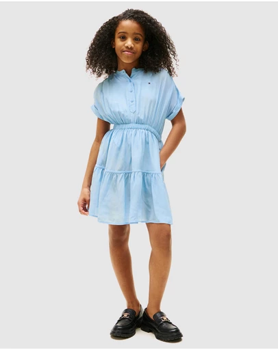 Tommy Hilfiger - Short Sleeve Tiered Shirt Dress - Kids