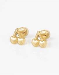 Wanderlust + Co - Cherry Gold Flat Back Earrings