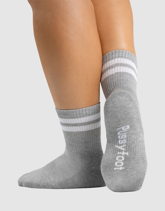 Pussyfoot - 6 Pack Unisex Striped Sport Quarter Crew Socks Bamboo Blend & Arch Support