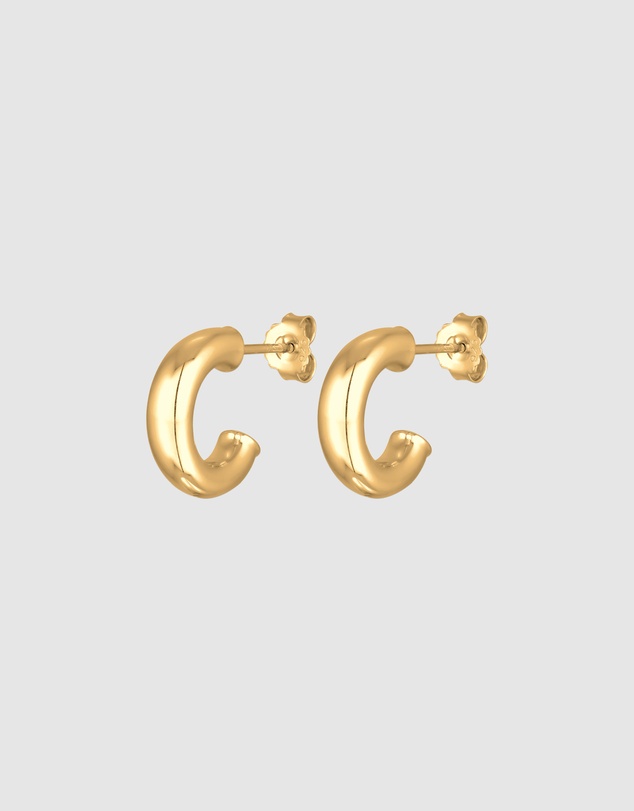 Elli Jewelry - Earrings Creoles Studs Chunky In 925 Sterling Silver Gold Plated