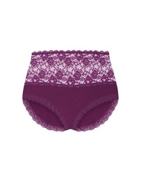 City Chic - Plus size Iris 3 Pack Cotton Hi Brief - pink icing purple iris black