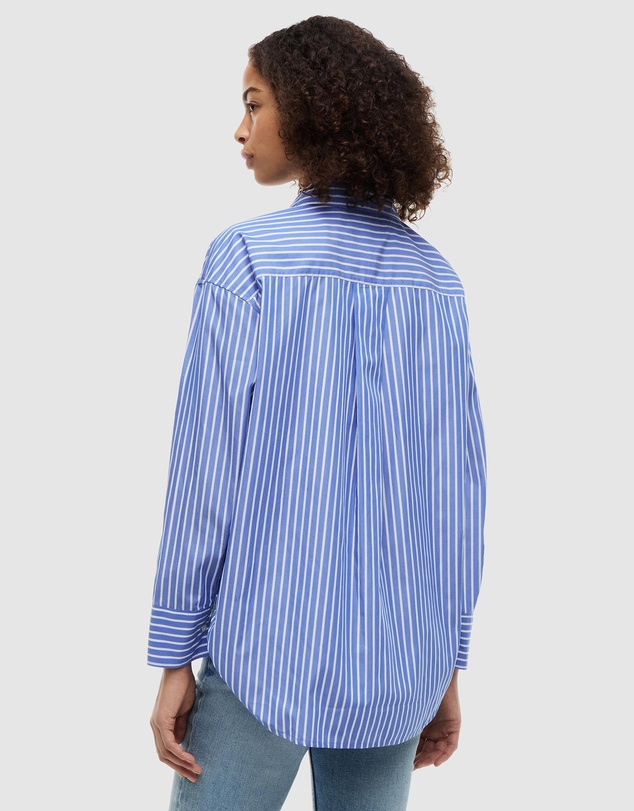 Tommy Hilfiger - Modern Poplin Blue Stripe Long Sleeve Shirt