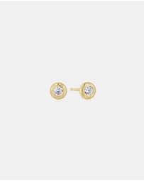 Ania Haie - Ania Haie Gold Textured Bezel-Set Stud Earrings