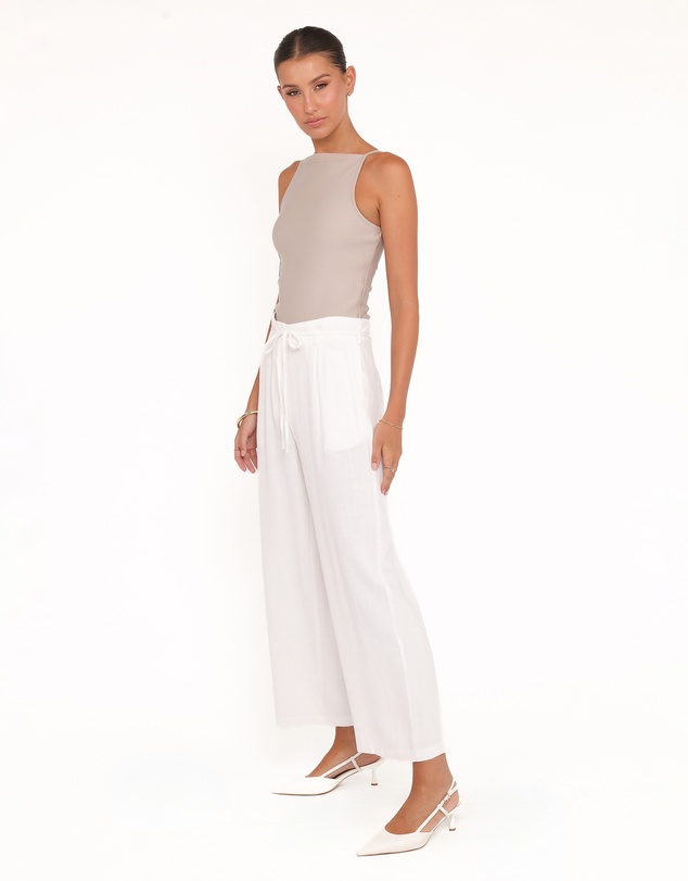 Petal & Pup - Andrew Wide Leg Linen Blend Pant - White