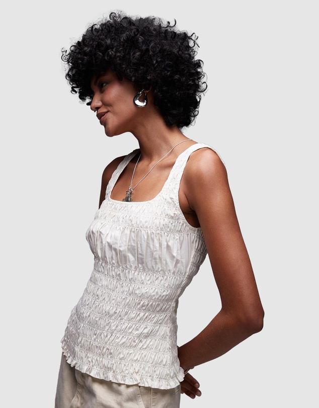 TOPSHOP - Shirred Poplin Sleeveless Top